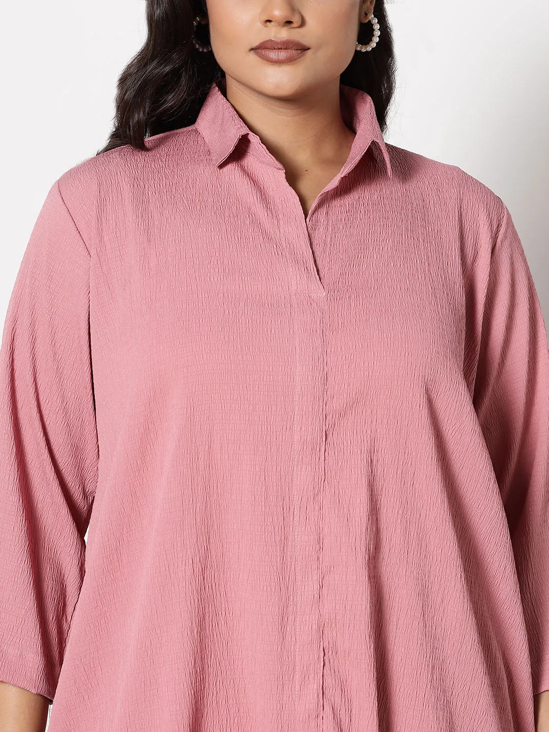 Blush Textured ShirtTop & WaistbandPalazzo