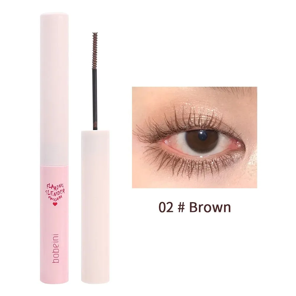 Flytonn- Black Brown Silk Fiber Mascara Waterproof Small Brush Lengthens Curling Eyelashes Lasting Anti-sweat Non-smudge Mascara Makeup