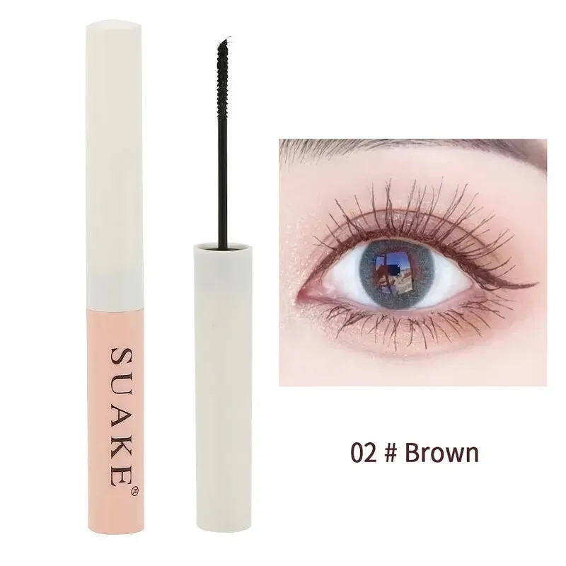 Flytonn- Black Brown Silk Fiber Mascara Waterproof Small Brush Lengthens Curling Eyelashes Lasting Anti-sweat Non-smudge Mascara Makeup