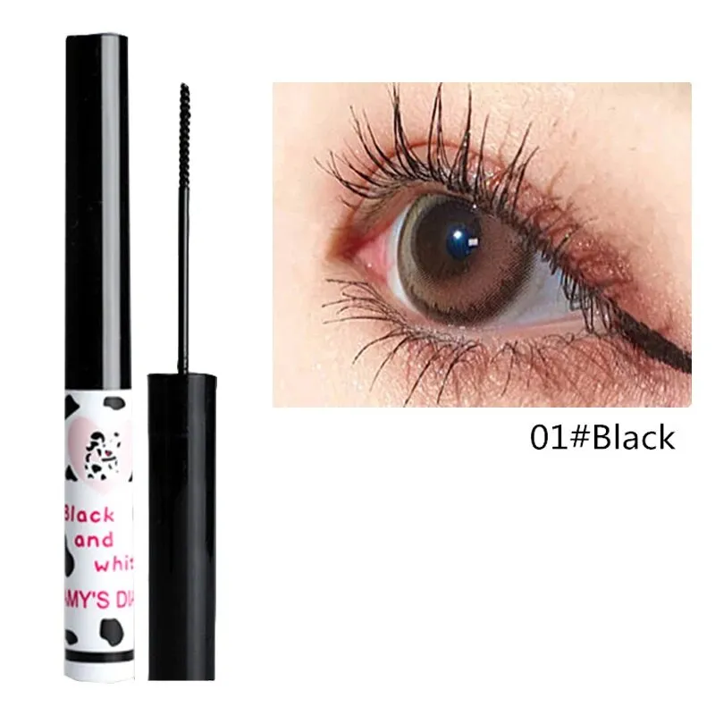 Flytonn- Black Brown Silk Fiber Mascara Waterproof Small Brush Lengthens Curling Eyelashes Lasting Anti-sweat Non-smudge Mascara Makeup