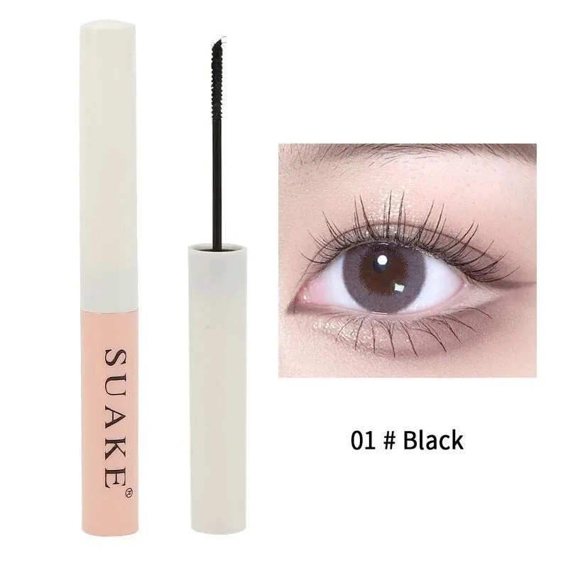 Flytonn- Black Brown Silk Fiber Mascara Waterproof Small Brush Lengthens Curling Eyelashes Lasting Anti-sweat Non-smudge Mascara Makeup