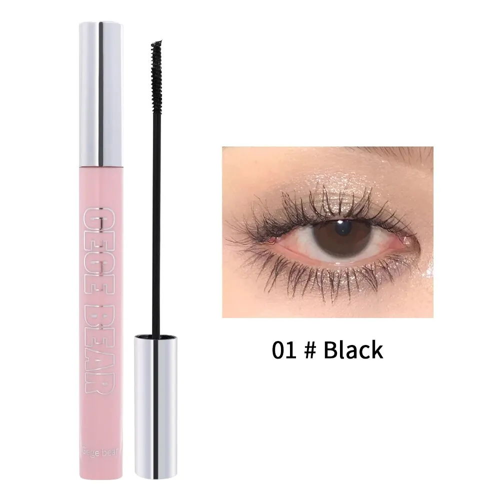 Flytonn- Black Brown Silk Fiber Mascara Waterproof Small Brush Lengthens Curling Eyelashes Lasting Anti-sweat Non-smudge Mascara Makeup