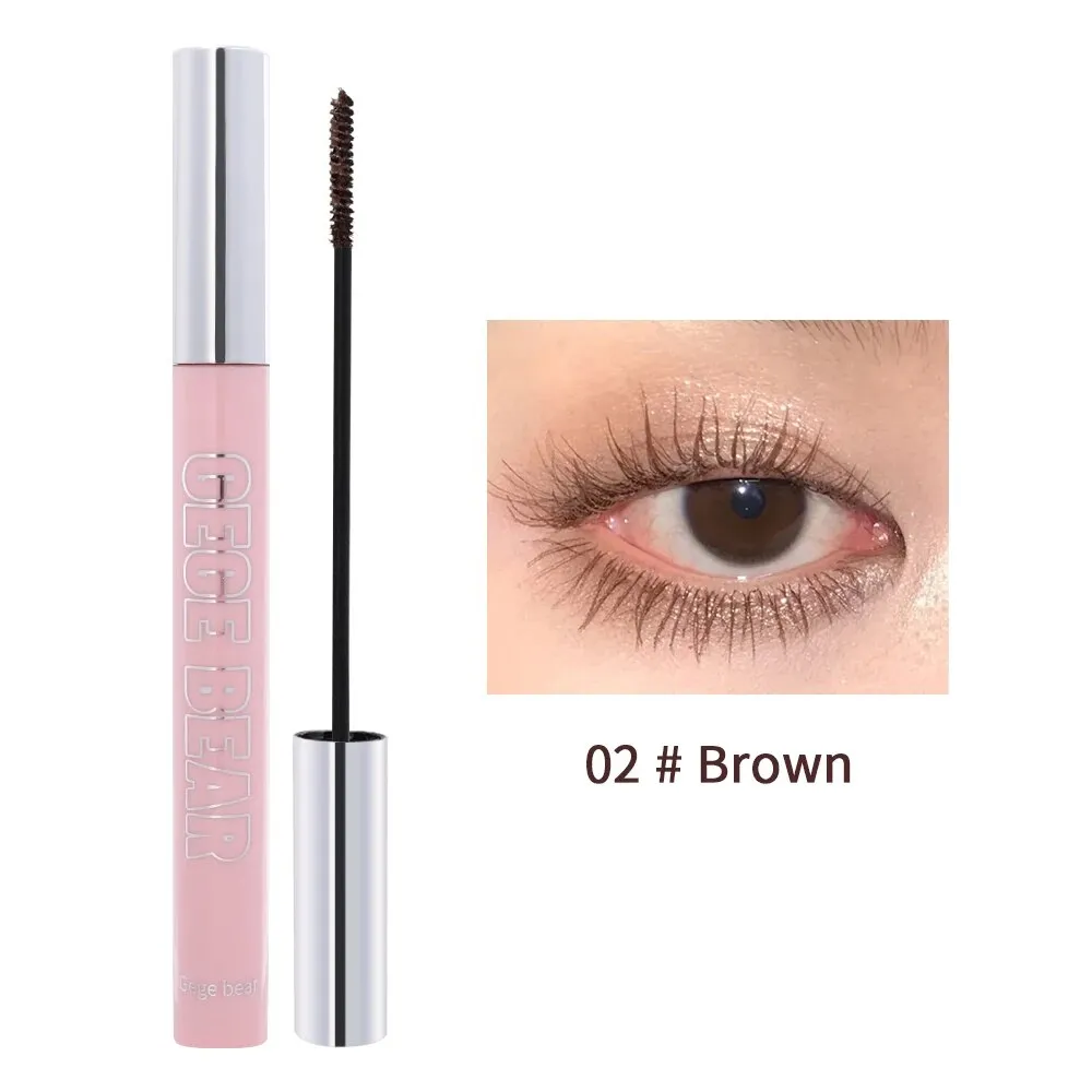 Flytonn- Black Brown Silk Fiber Mascara Waterproof Small Brush Lengthens Curling Eyelashes Lasting Anti-sweat Non-smudge Mascara Makeup