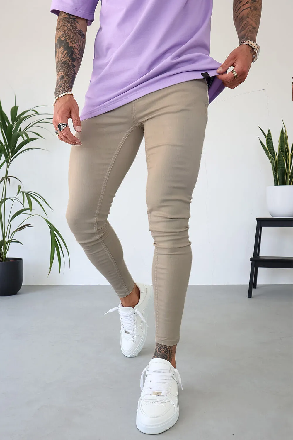 Non Rip Jeans - Tan