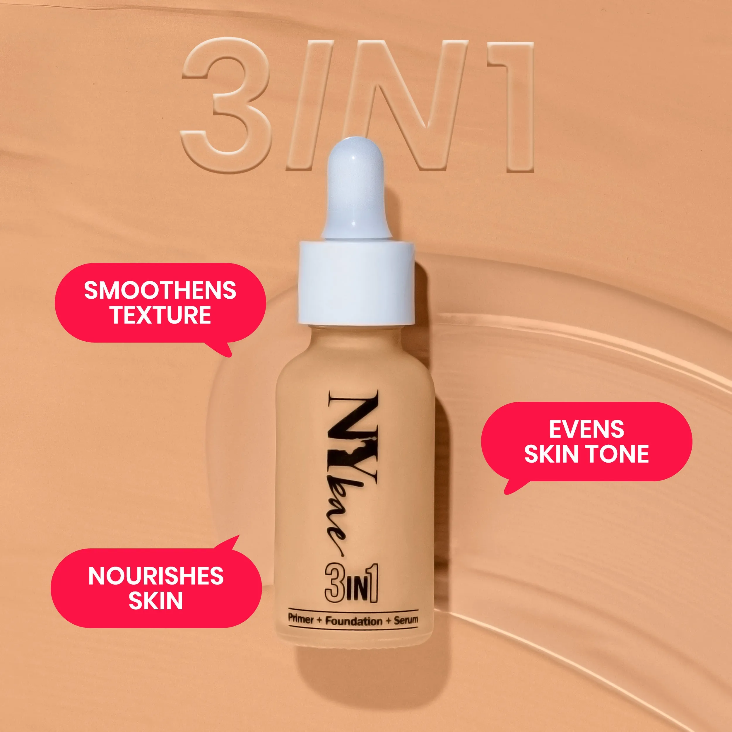 NY Bae 3IN1 Serum Foundation - Cool Vanilla 02 (30 ml) | Infused with Primer | Moisturising I Glowing Korean Skin I Celeb Glow | Dewy Makeup | Evens Skin Tone | Ultra Glow