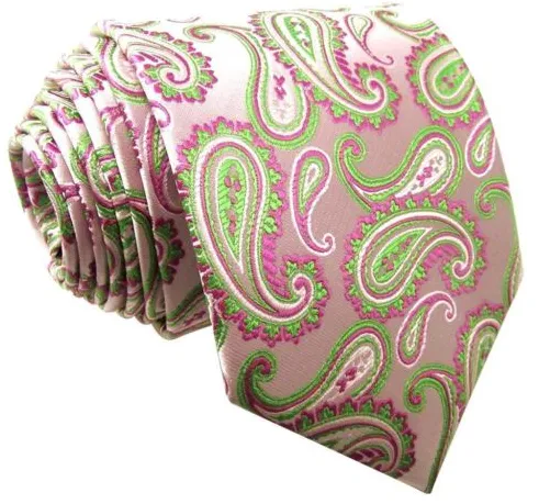 Pink & Green Paisley Tie