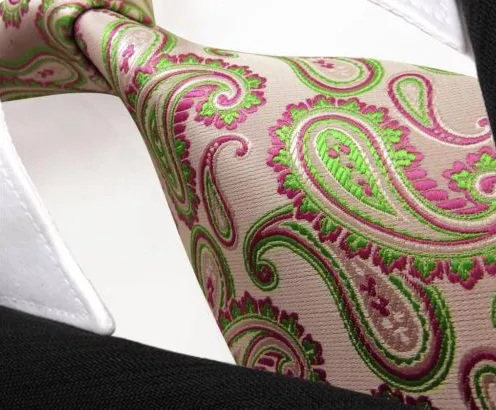 Pink & Green Paisley Tie