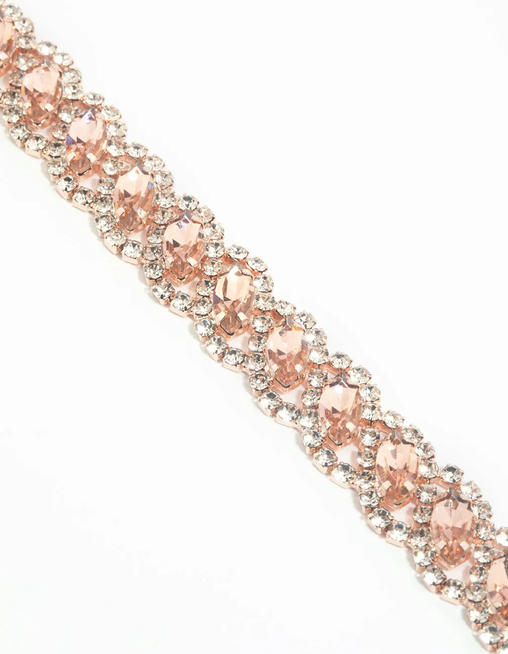 Rose Gold Diamante Link Bracelet